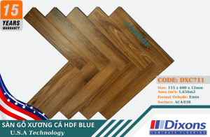 SÀN GỖ XƯƠNG CÁ HDF BLUE – DXC711 -12mm