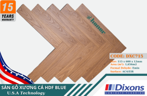 SÀN GỖ XƯƠNG CÁ HDF BLUE – DXC715 - 12mm