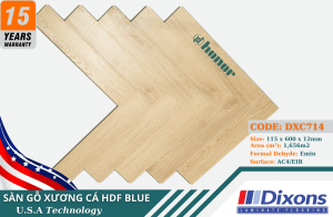 SÀN GỖ XƯƠNG CÁ HDF BLUE – DXC714 - 12mm