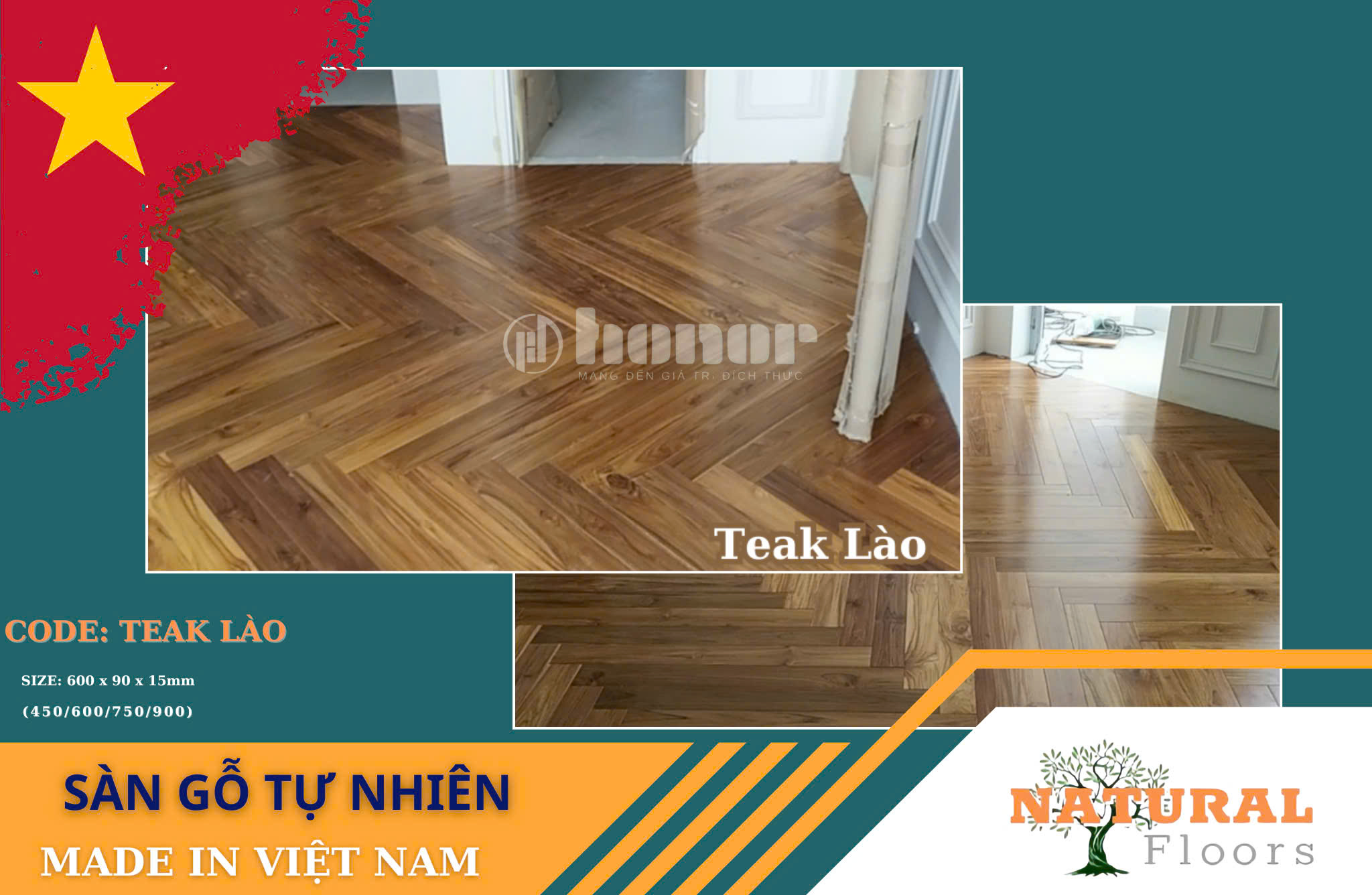 Sàn gỗ tự nhiên xương cá Teak Lào