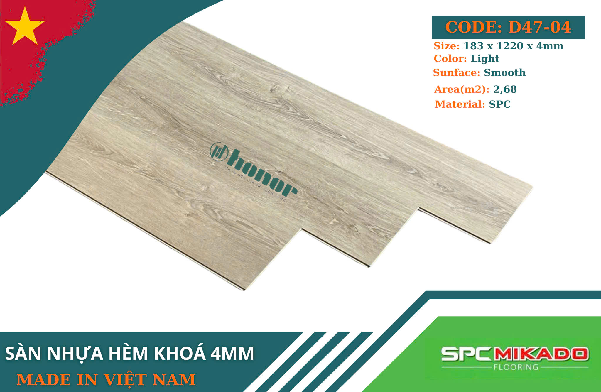 Sàn nhựa hèm khóa Mikado D47-04 - 4mm