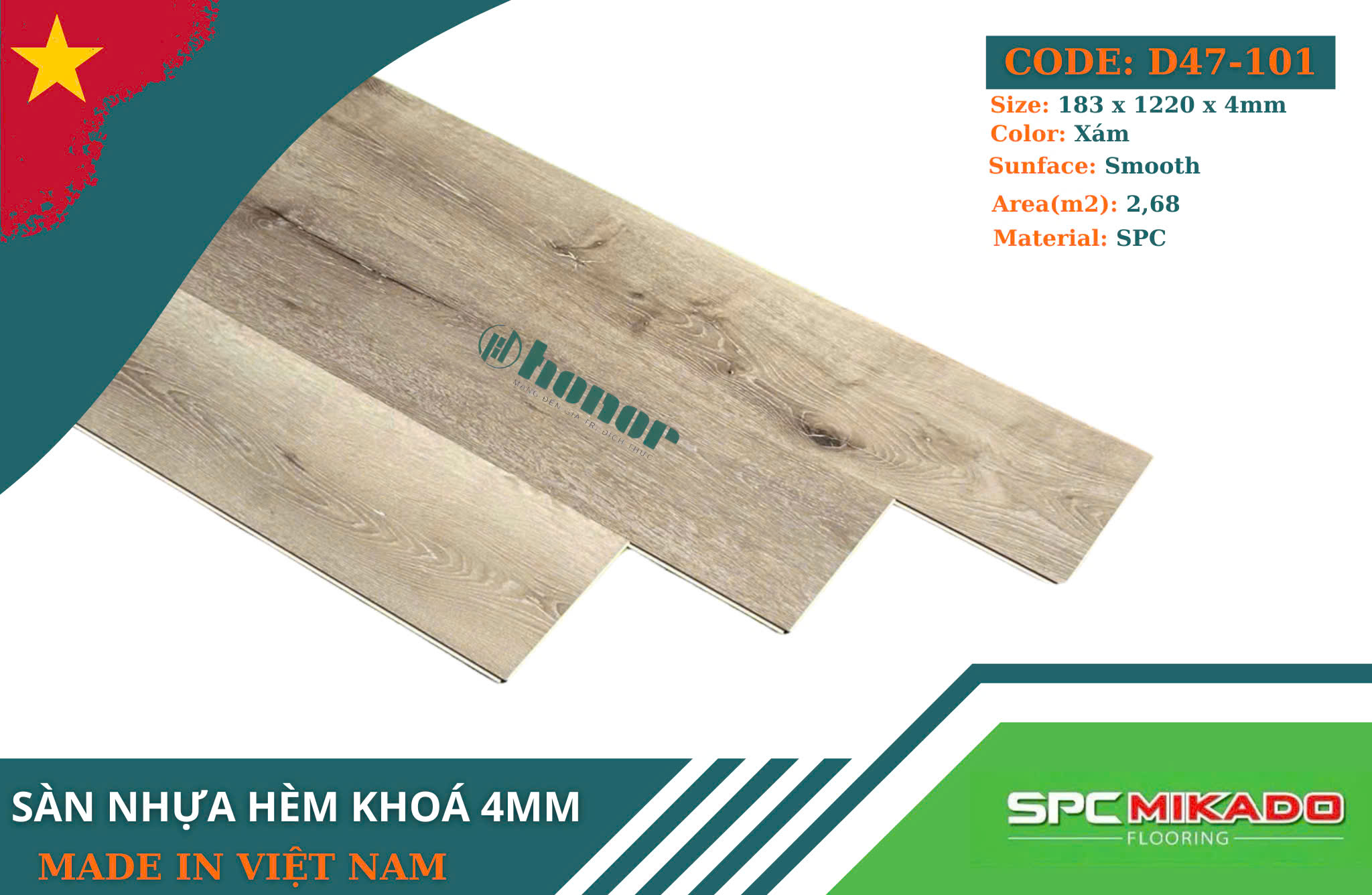 Sàn nhựa hèm khóa Mikado D47-101 - 4mm