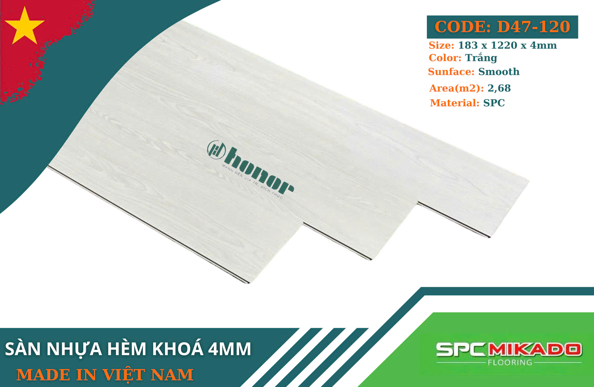 Sàn nhựa hèm khóa Mikado D47-120 - 4mm