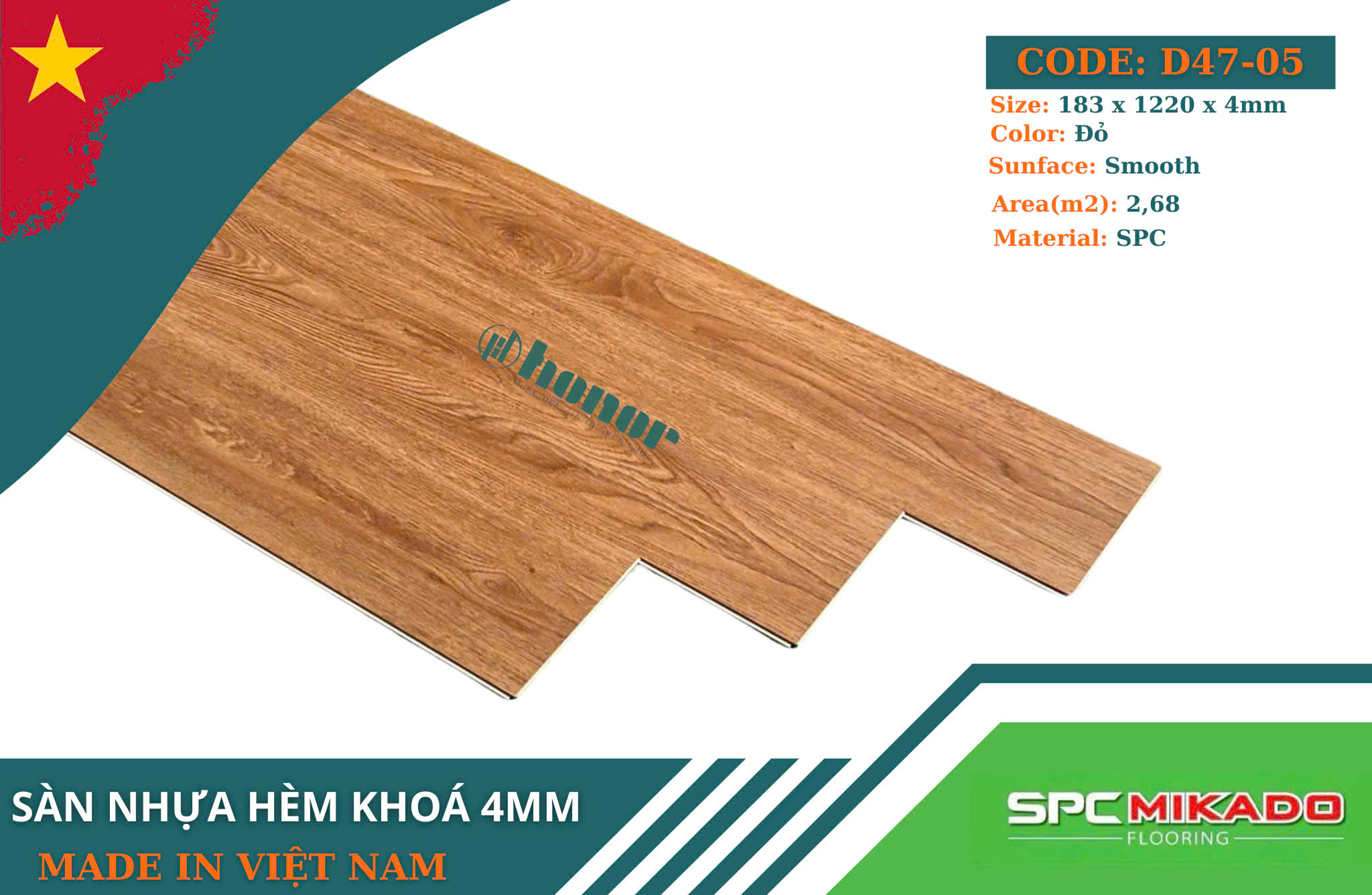 Sàn nhựa hèm khóa Mikado D47-05 - 4mm
