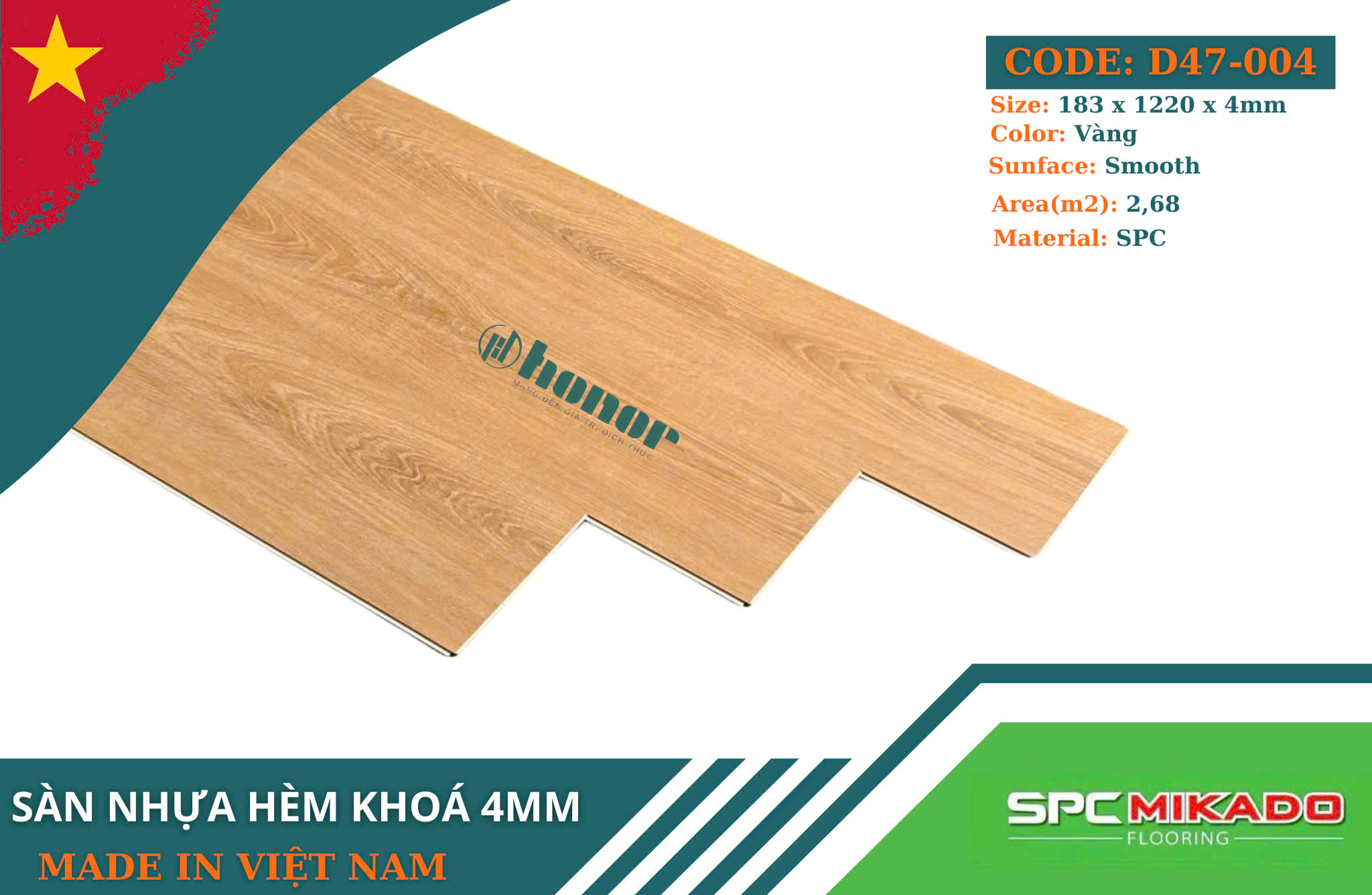 Sàn nhựa hèm khóa Mikado D47-004 - 4mm