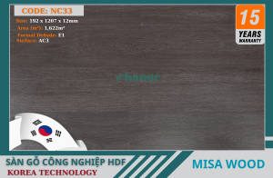 Sàn Gỗ Hàn Quốc MISAWOOD - NC33 - 12mm