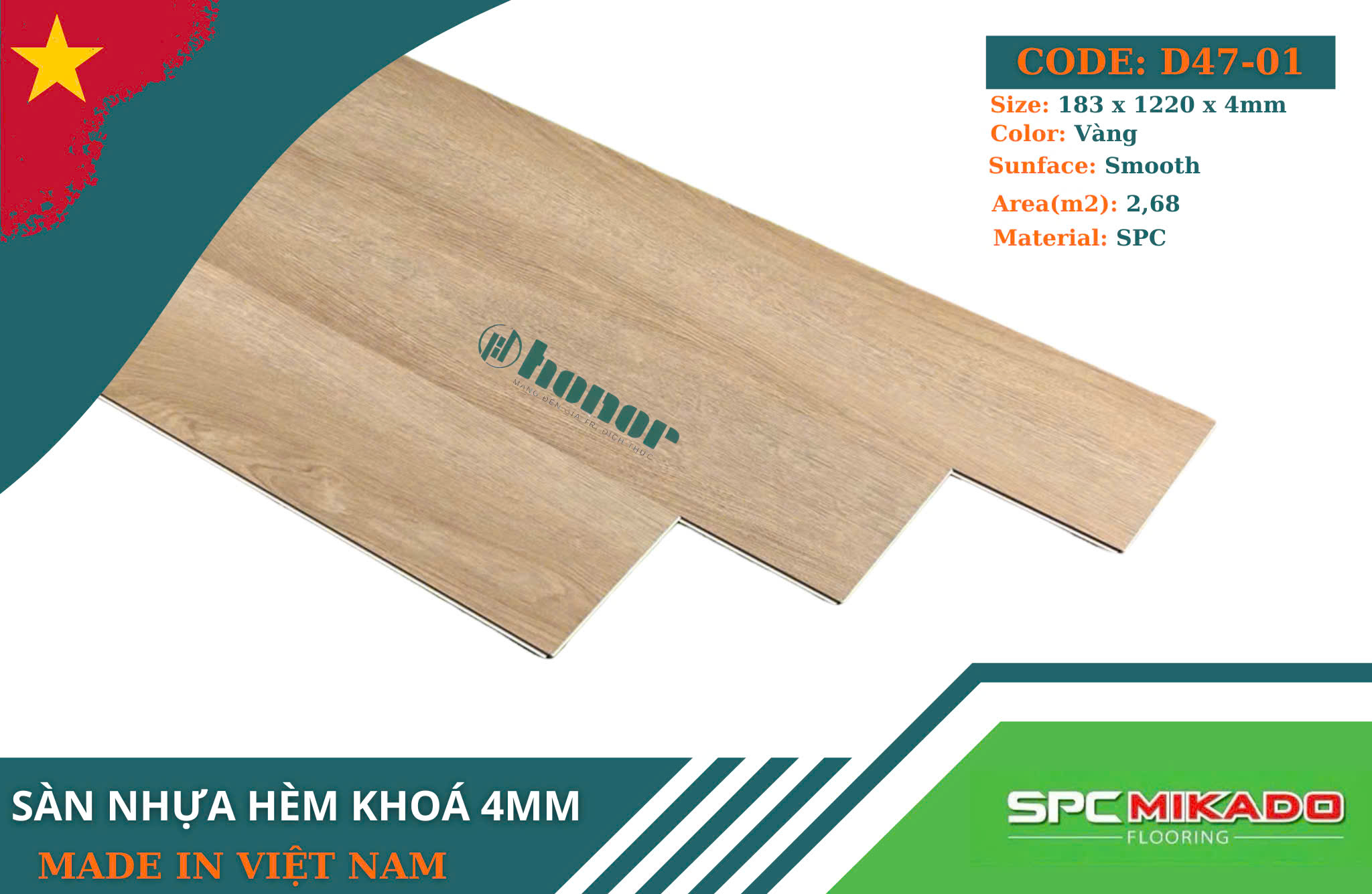 Sàn nhựa hèm khóa D47-01 - 4mm