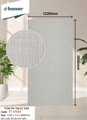Tấm Ốp Than Tre TT-VV04 Vân Vải Xám Trắng 1220 × 2800mm