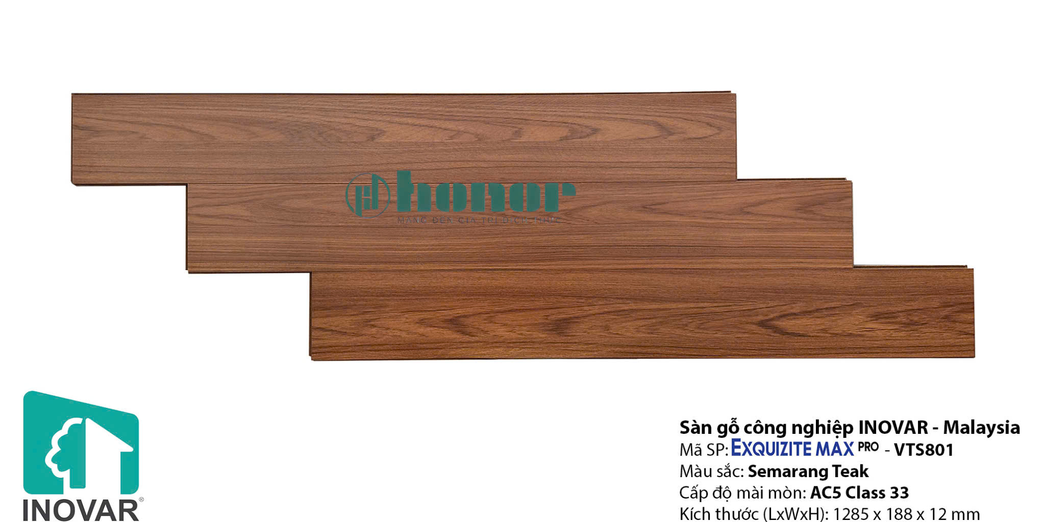 Sàn Gỗ Inovar Exquizite Max Pro VTS801 Semarang Teak 12mm AC5