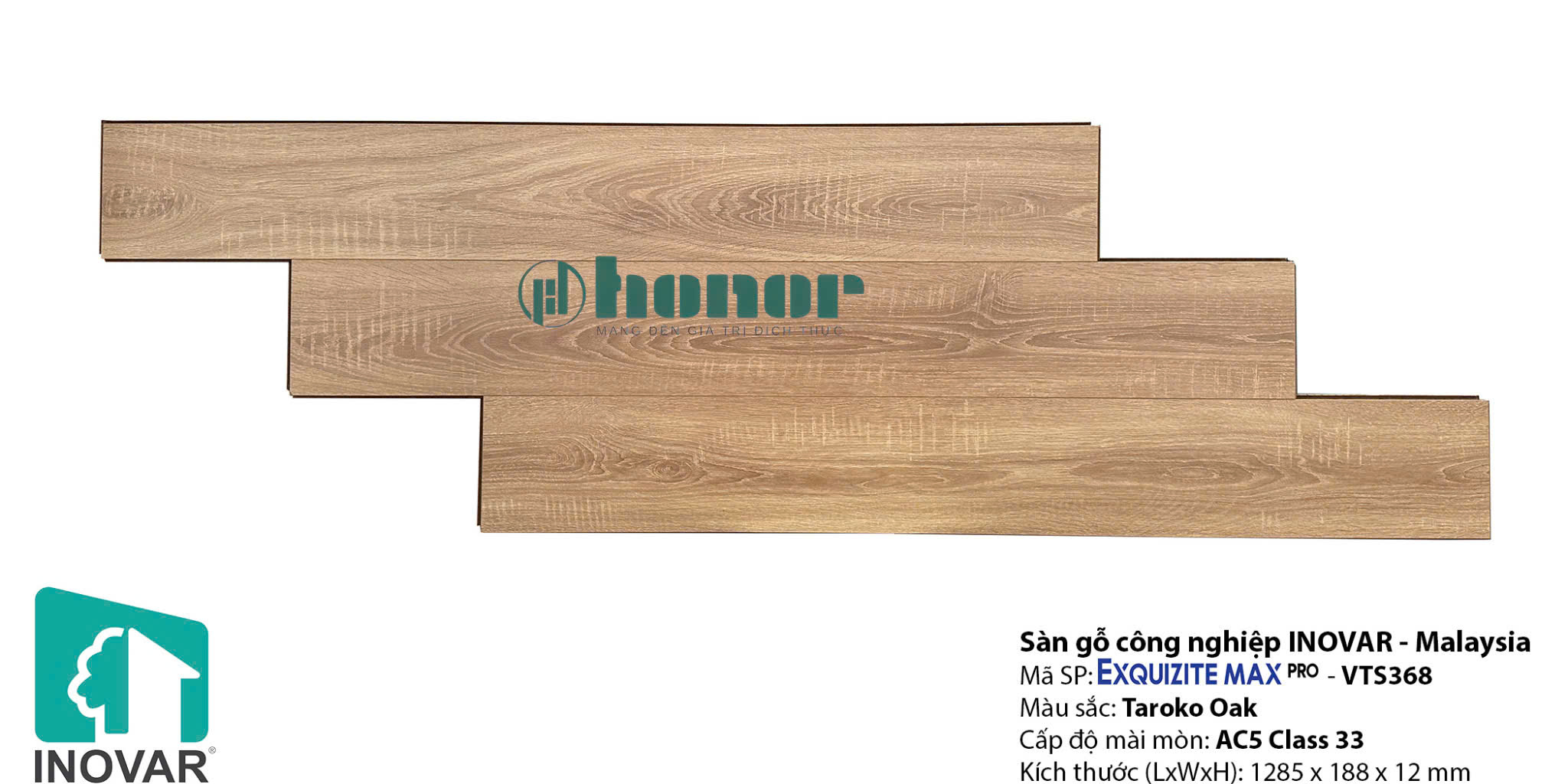 Sàn Gỗ Inovar Exquizite Max Pro VTS368 Taroko Oak 12mm AC5