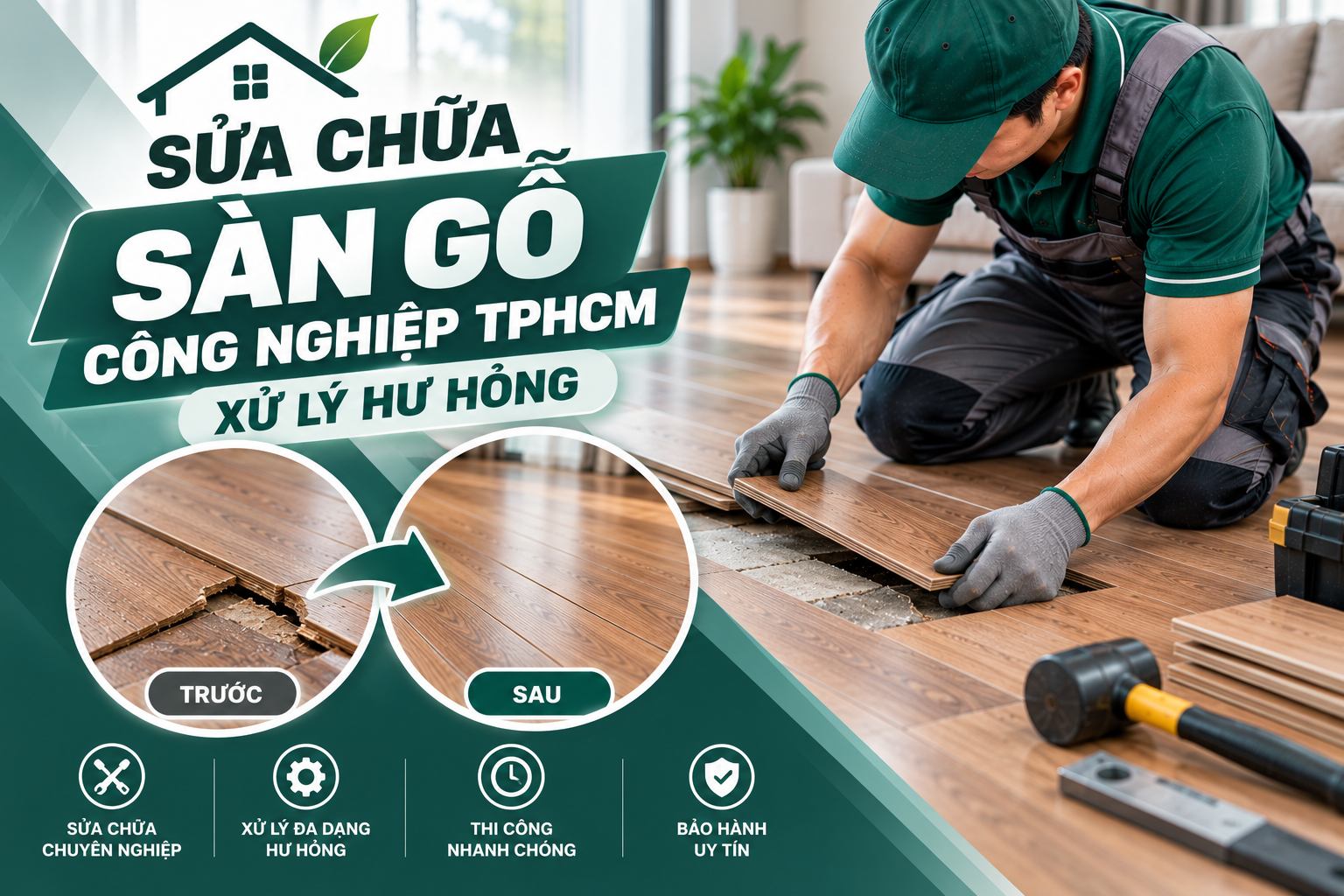 sửa chữa sàn gỗ công nghiệp tại HCM